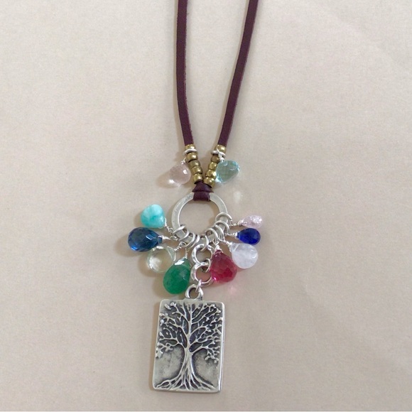 Gemstone Sundance Charm Necklace leather cord - Picture 7 of 7